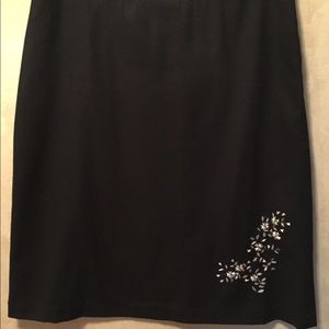 Black Wool Blend Skirt